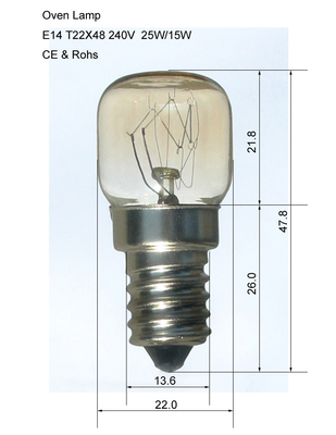 Lampe de réfrigérateur de parties de Psare de réfrigérateur, lampe de congélateur de coffre, lampe de four