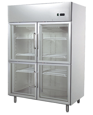 Réfrigérateur 1200L quatre-portes en verre industriel avec la basse consommation, 1400x890x2050