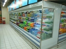 Étalage ouvert blanc/rouge de supermarché de réfrigérateur de Multideck avec la fonction automatique de Frost