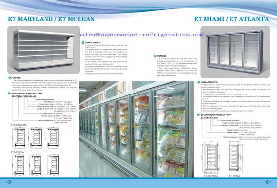 Réfrigérateurs de Multideck de plate-forme ouverte d'extérieur avec bas l'avant - le Maryland (largeur 1120mm)
