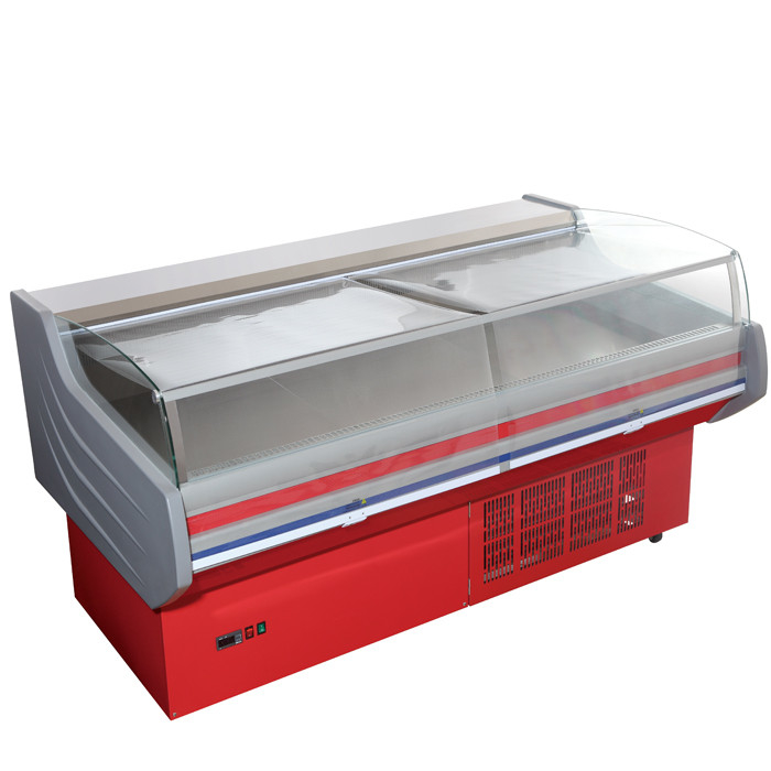 CE libre ROHS de compteur de réfrigérateur d'affichage de viande de Frost de magasin avec le verre incurvé