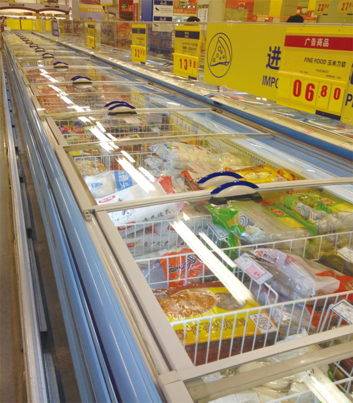 Contenez de soi-même le congélateur commercial de refroidissement 90mm à couvercle serti d'affichage profondément pour le magasin